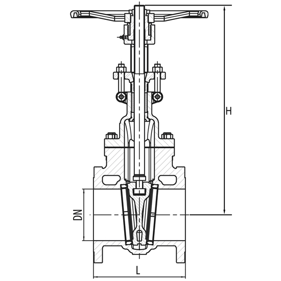 Stalen schuifafsluiter, stijgende spindel&nbsp;&nbsp;|&nbsp;&nbsp;KP-508